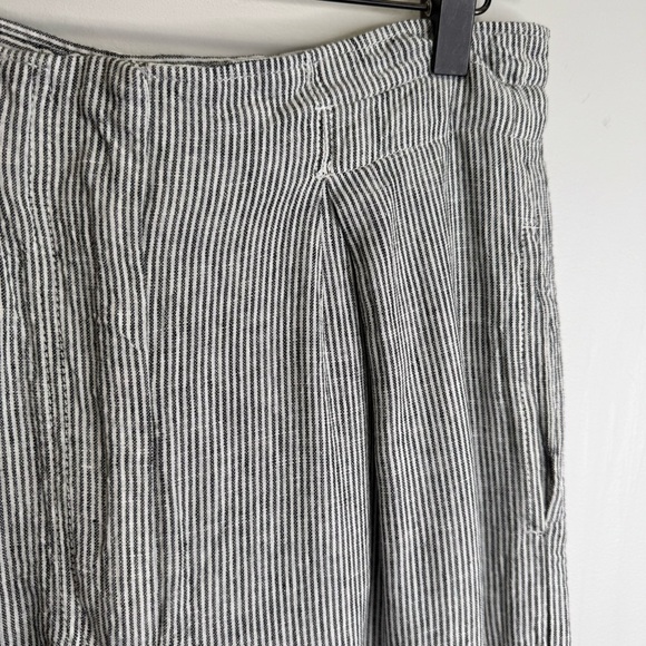 Max Studio Pants Linen Black & White Striped Pockets Adjustable Size 27 - Picture 4 of 11